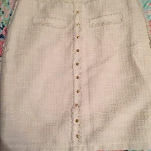 JLo winter white skirt with gold detail